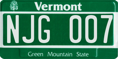 VT license plate NJG007