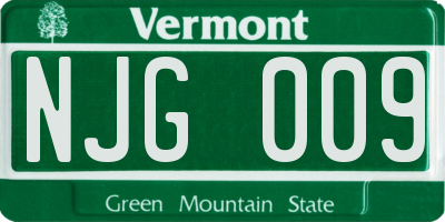 VT license plate NJG009