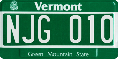 VT license plate NJG010