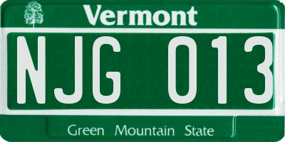 VT license plate NJG013