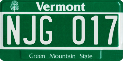 VT license plate NJG017