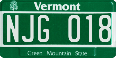 VT license plate NJG018