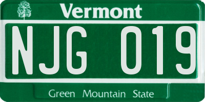 VT license plate NJG019