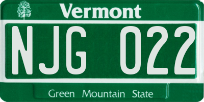 VT license plate NJG022