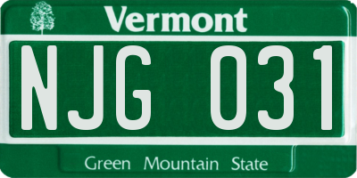 VT license plate NJG031