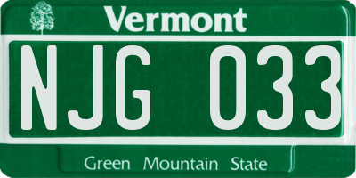 VT license plate NJG033