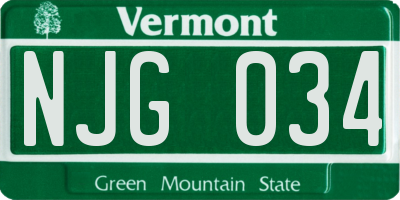 VT license plate NJG034
