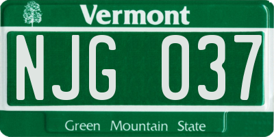 VT license plate NJG037