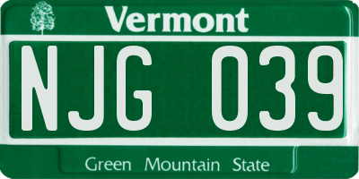 VT license plate NJG039