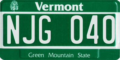 VT license plate NJG040