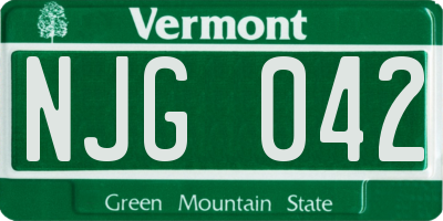 VT license plate NJG042