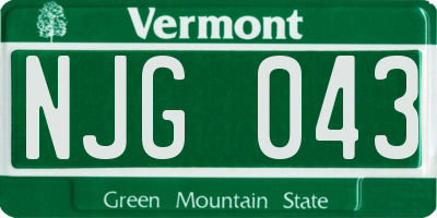 VT license plate NJG043