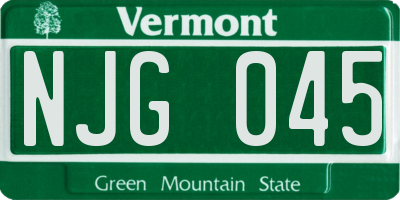 VT license plate NJG045