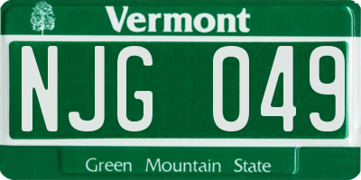 VT license plate NJG049