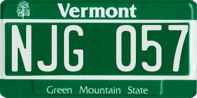 VT license plate NJG057