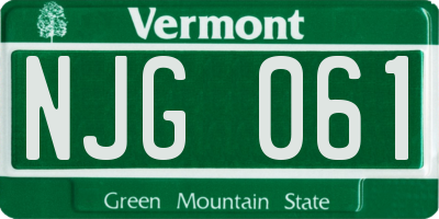 VT license plate NJG061