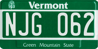 VT license plate NJG062