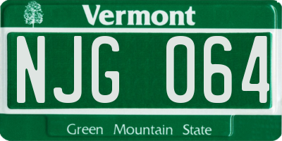 VT license plate NJG064