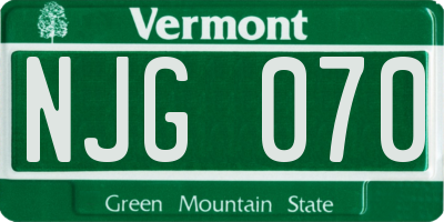 VT license plate NJG070