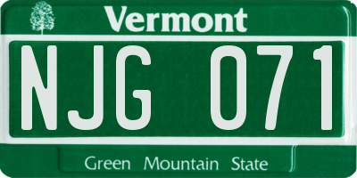 VT license plate NJG071