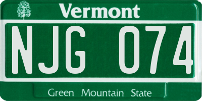 VT license plate NJG074