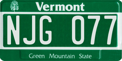 VT license plate NJG077