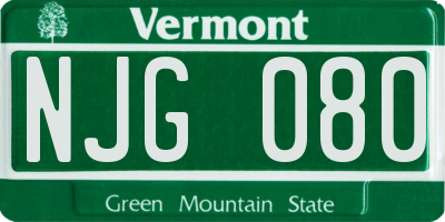 VT license plate NJG080