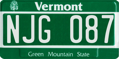 VT license plate NJG087