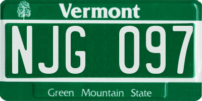 VT license plate NJG097