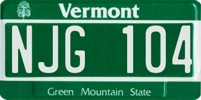 VT license plate NJG104