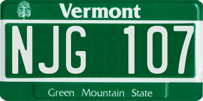 VT license plate NJG107