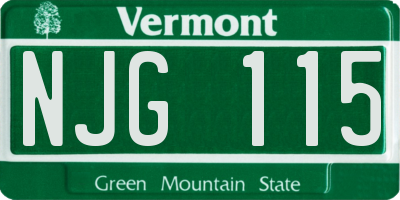 VT license plate NJG115