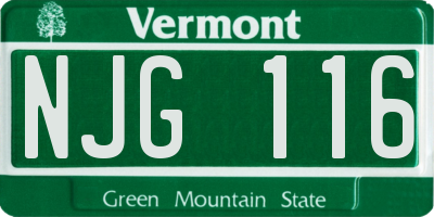 VT license plate NJG116