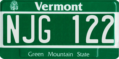 VT license plate NJG122