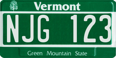 VT license plate NJG123