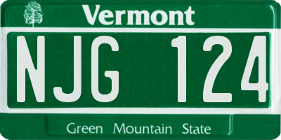 VT license plate NJG124