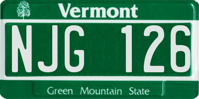 VT license plate NJG126