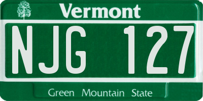 VT license plate NJG127