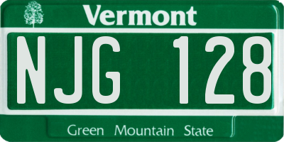 VT license plate NJG128