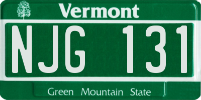 VT license plate NJG131