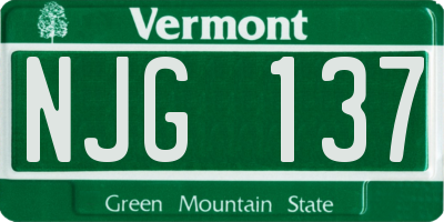 VT license plate NJG137