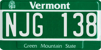 VT license plate NJG138