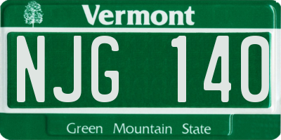 VT license plate NJG140