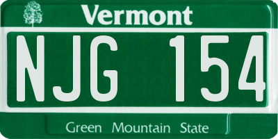 VT license plate NJG154