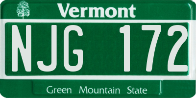 VT license plate NJG172