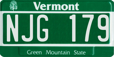 VT license plate NJG179