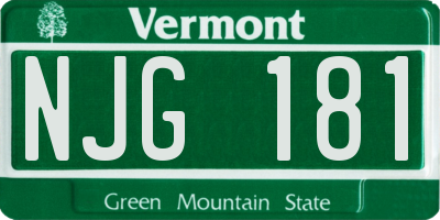 VT license plate NJG181