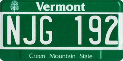 VT license plate NJG192
