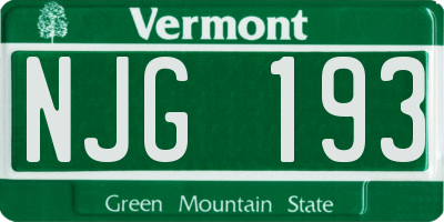 VT license plate NJG193