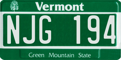 VT license plate NJG194